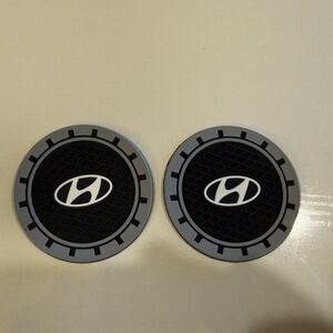 Hyundai Car Cup Coasters in Black and Gray Set of 2 NWT